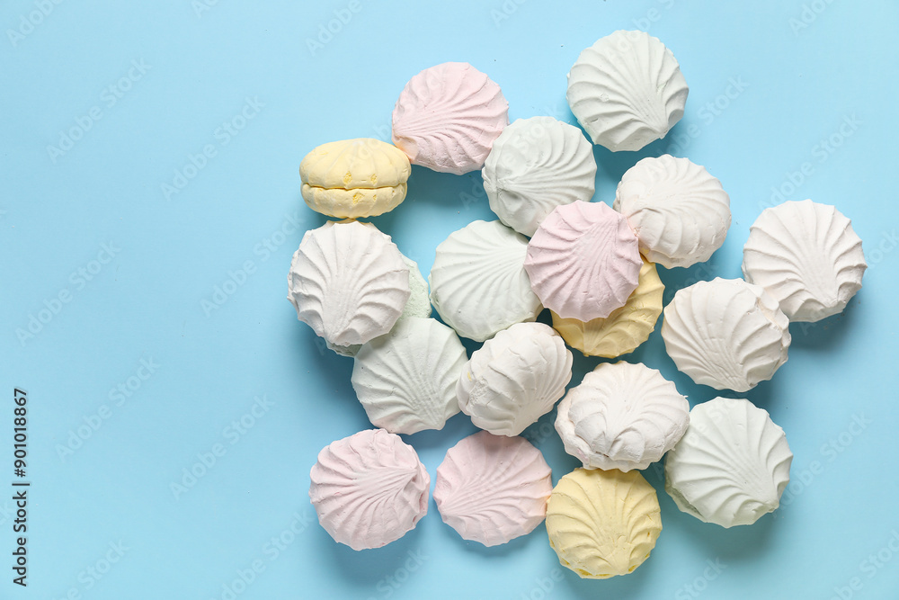 Many sweet zephyr on blue background Many sweet zephyr on blue background