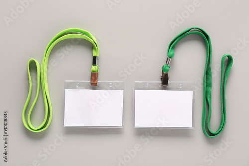 Blank badges with lanyards ...