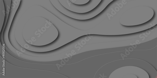 Vector abstract black origami papercut vintage digital smooth carve wave line light backdrop background. topography map line wavy dark graphic design paper modern creative pattern background.