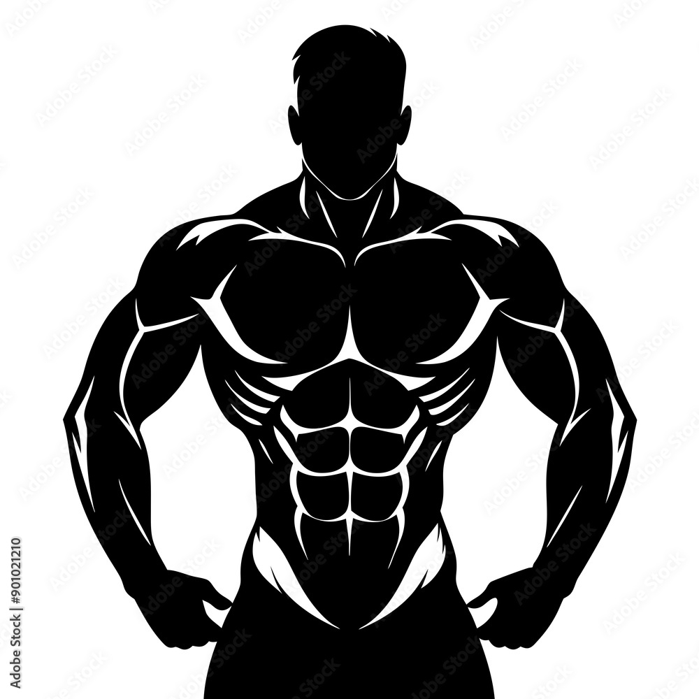Fototapeta premium Muscle man icon silhouette vector art Illustration 
