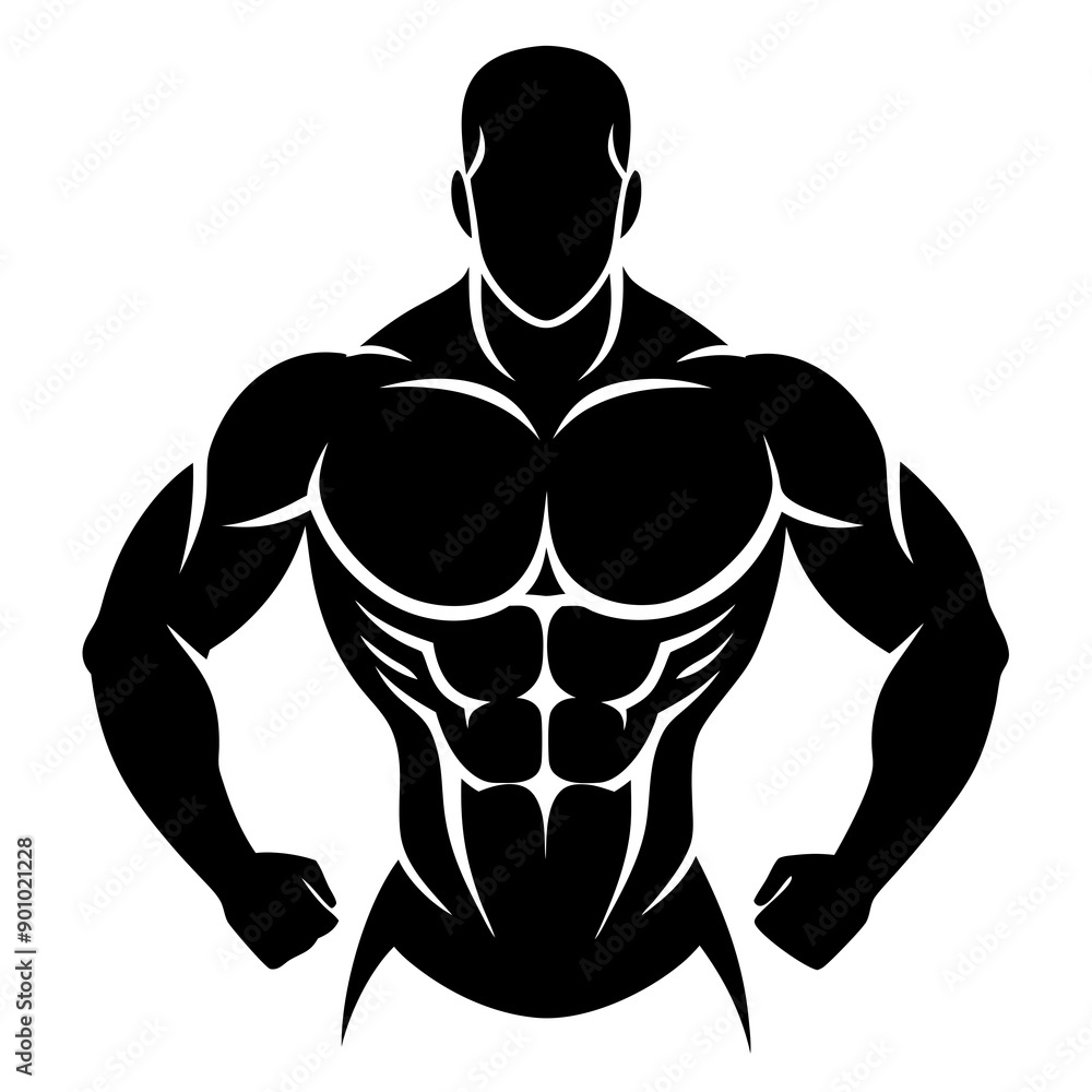 Muscle man icon silhouette vector art Illustration Muscle man icon silhouette vector art Illustration