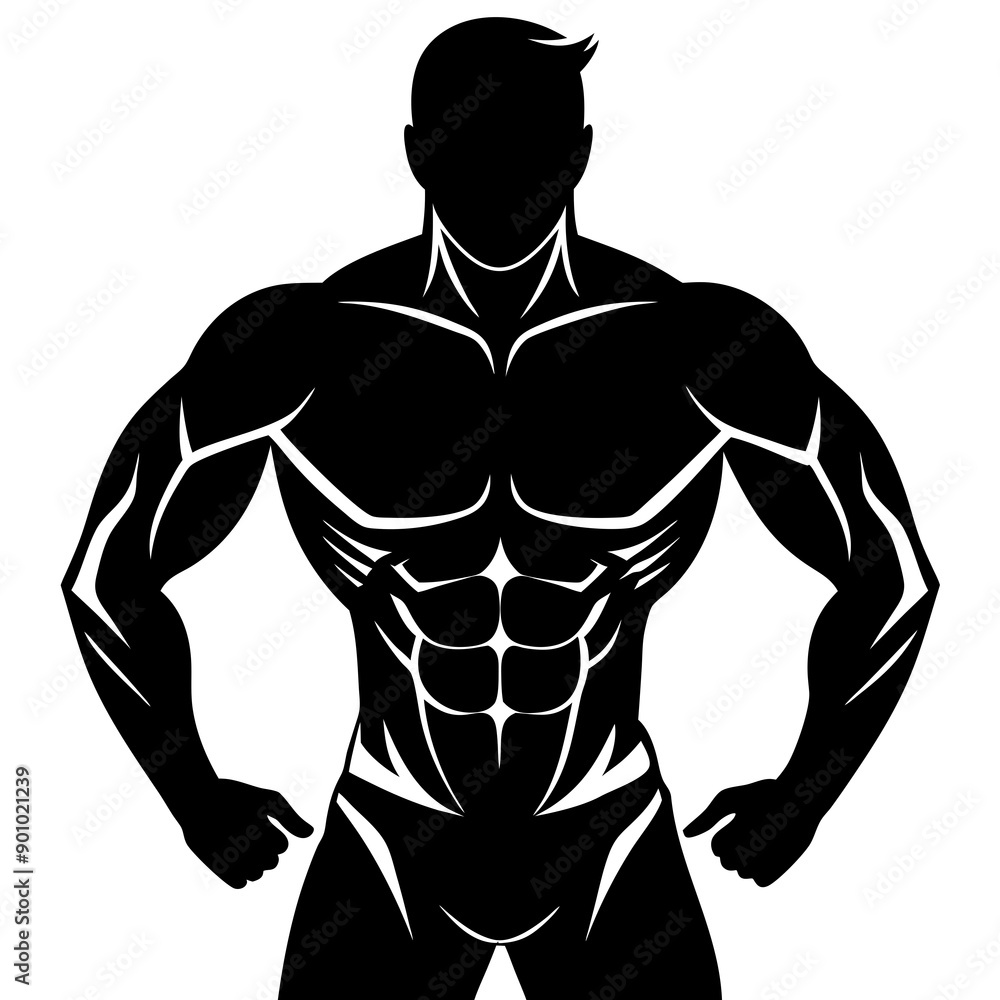 Fototapeta premium Muscle man icon silhouette vector art Illustration
