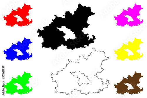 Heilbronn district (Federal Republic of Germany, rural district, Baden-Wurttemberg State) map vector illustration, scribble sketch Landkreis Heilbronn map