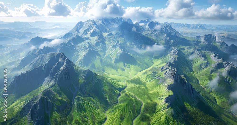 Obraz premium Mountainous Rift Valley Scenic valleys and volcanic peaks