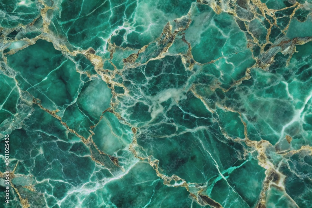 Fototapeta premium Luxurious emerald green marble texture forms a seamless repeating pattern, perfect as a sophisticated backdrop for designs, branding, and visual elements.