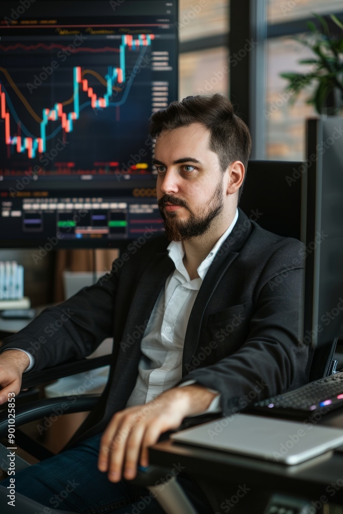 Portrait of a crypto broker attending a virtual conference, Generative AI Portrait of a crypto broker attending a virtual conference, Generative AI