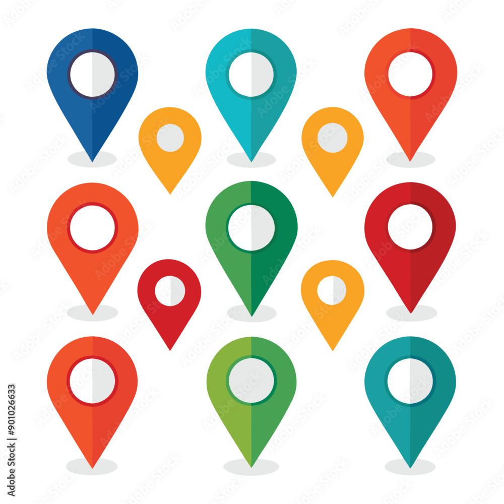 location pin collection set, background white location pin collection set, background white