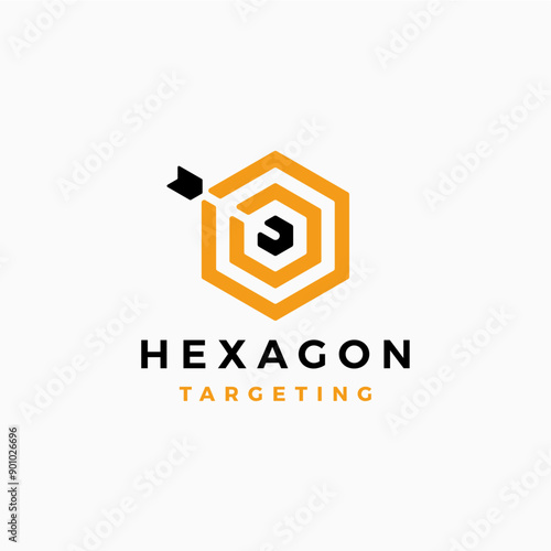 Hexagon Hexagonal Targeting Bullseye Marketing Logo vector icon illustration