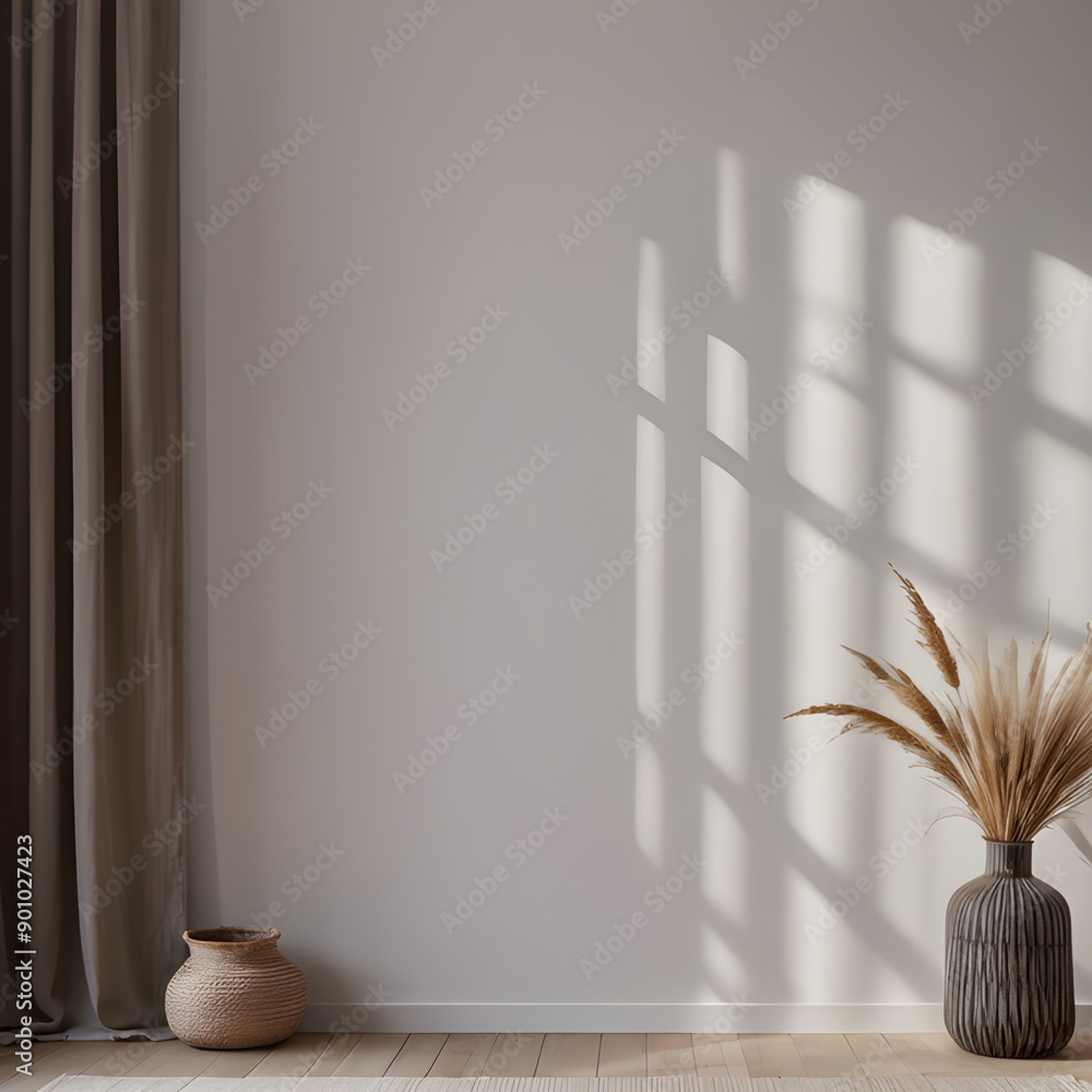 An empty space in living room with Scandinavian Boho style An empty space in living room with Scandinavian Boho style