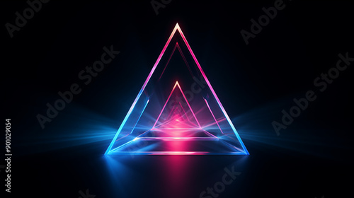 Geometric Triangular Figure in Neon Light