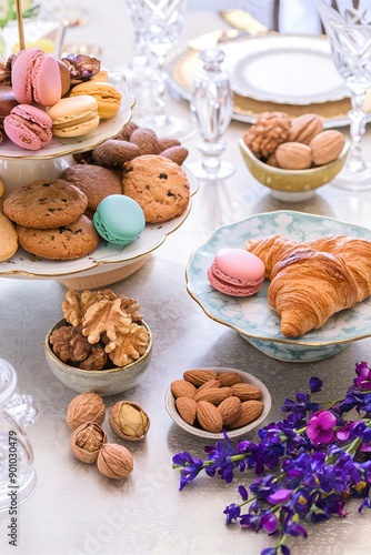 A delightful spread of baked goods and nuts