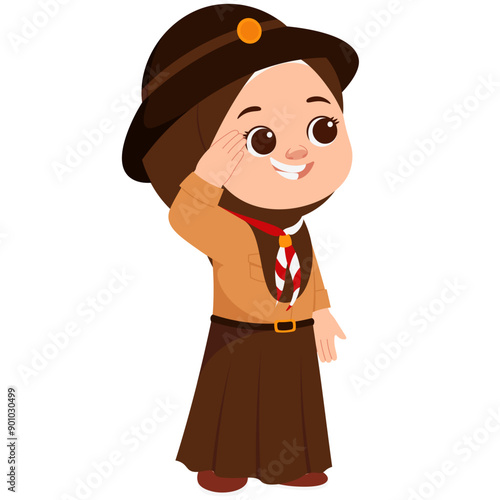 Hijab Girl Scout Salute Illustration