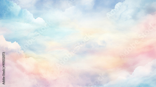 Hand-Painted Watercolor Sky Abstract Cloud Background