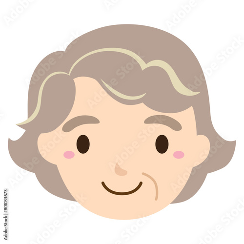 かわいいおばあさんのアイコンイラスト/顔・線なし