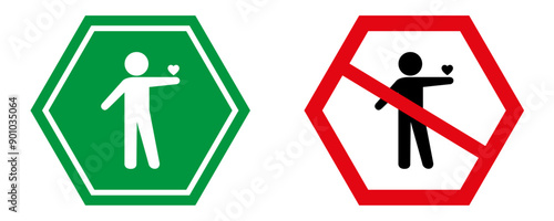 set de Señalética de hombre regalando un corazón. Concepto de amor. Formato vectorial.