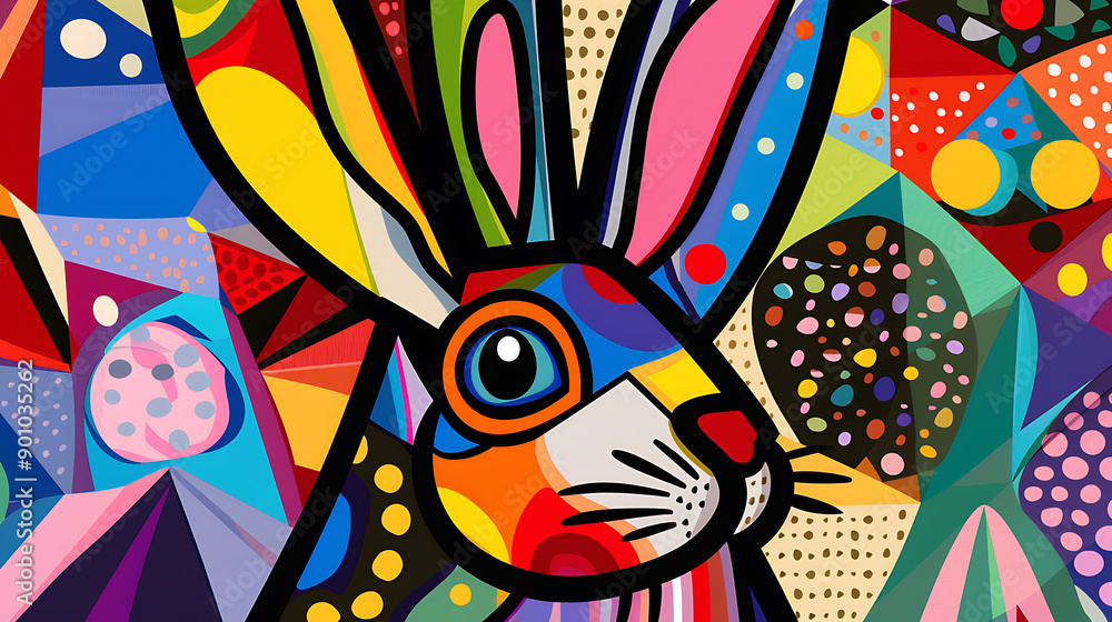 Abstract rabbit art design, wallpaper, the art of colorful beauty Abstract rabbit art design, wallpaper, the art of colorful beauty