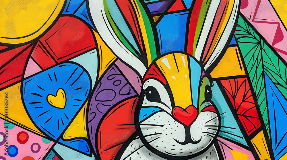 Abstract rabbit art design, wallpaper, the art of colorful beauty Abstract rabbit art design, wallpaper, the art of colorful beauty