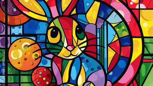 Abstract rabbit art design, wallpaper, the art of colorful beauty