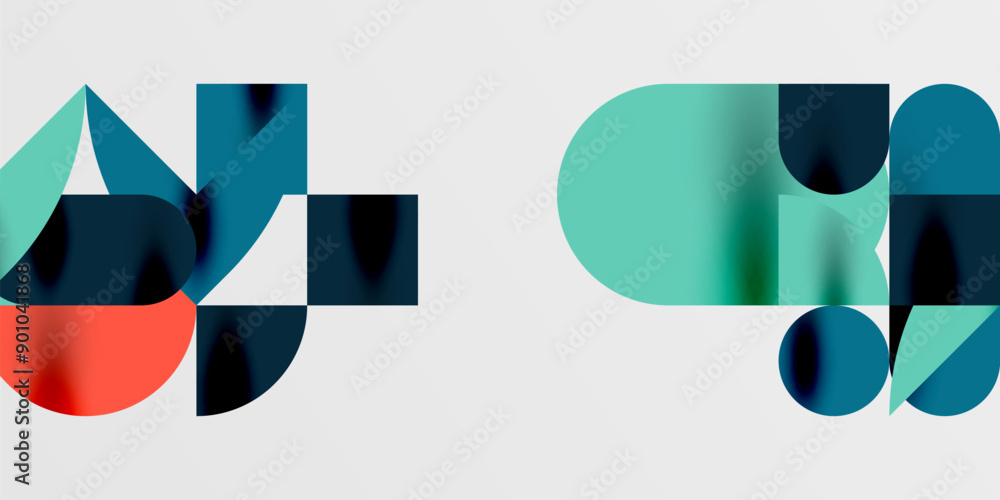 Circles, semi circles, squares and round shapes mosaic techno art. Vector Illustration For Wallpaper, Banner, Background, Card, Book Illustration, landing page Circles, semi circles, squares and round shapes mosaic techno art. Vector Illustration For Wallpaper, Banner, Background, Card, Book Illustration, landing page
