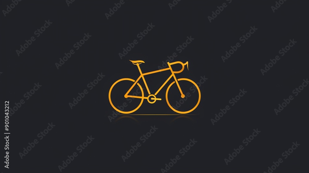A minimalist design of a bicycle in orange outlined against a black background. A minimalist design of a bicycle in orange outlined against a black background.