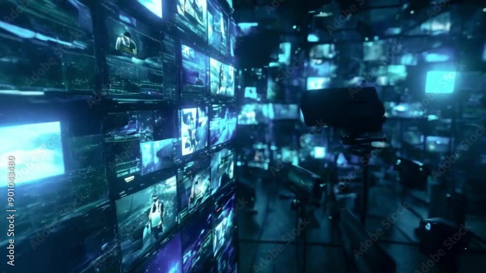 Futuristic blue screens with digital data and graphics. Futuristic blue screens with digital data and graphics.