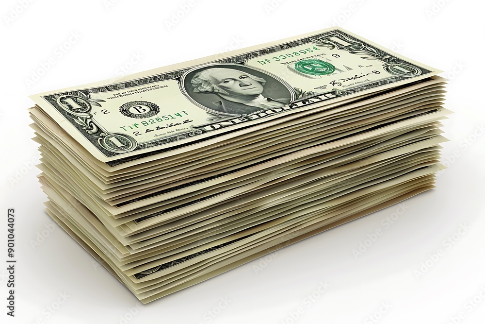 Stack of one hundred dollars banknotes close-up isolated Stack of one hundred dollars banknotes close-up isolated