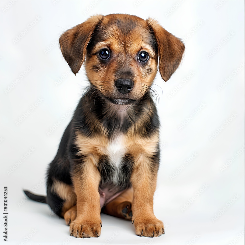 A sweet little puppy with floppy ears on a white background. A sweet little puppy with floppy ears on a white background.