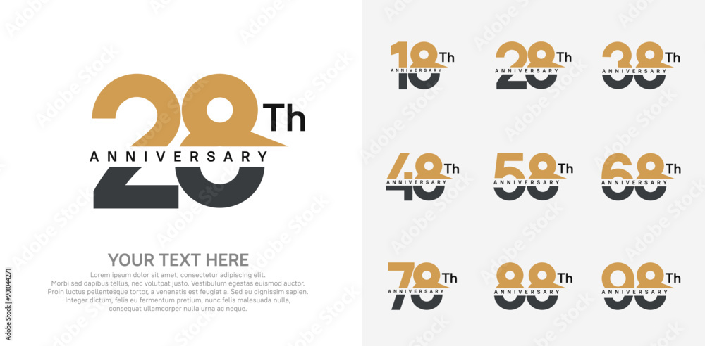 Fototapeta premium anniversary set logo style with brown and black color for company celebration moment