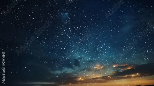 A starry night sky with the aurora borealis above a snowy mountain range. © Galib