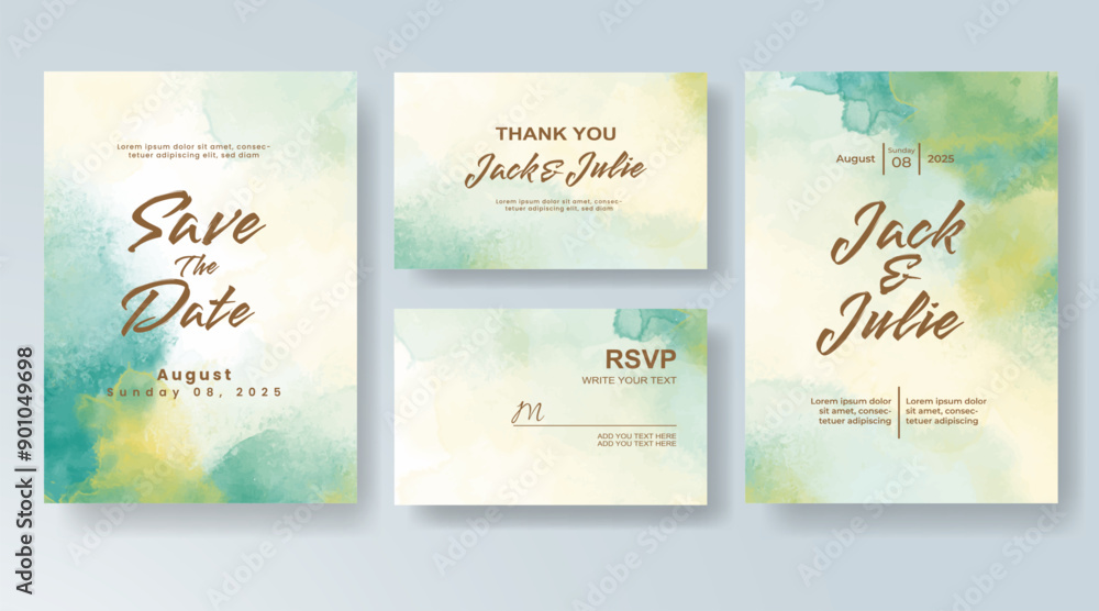 Wedding invitation with abstract watercolor background Wedding invitation with abstract watercolor background
