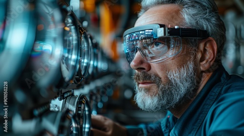 Wallpaper Mural AR glasses-clad engineers working on a new industrial plant design, holographic models and blueprints aiding their planning process. Torontodigital.ca