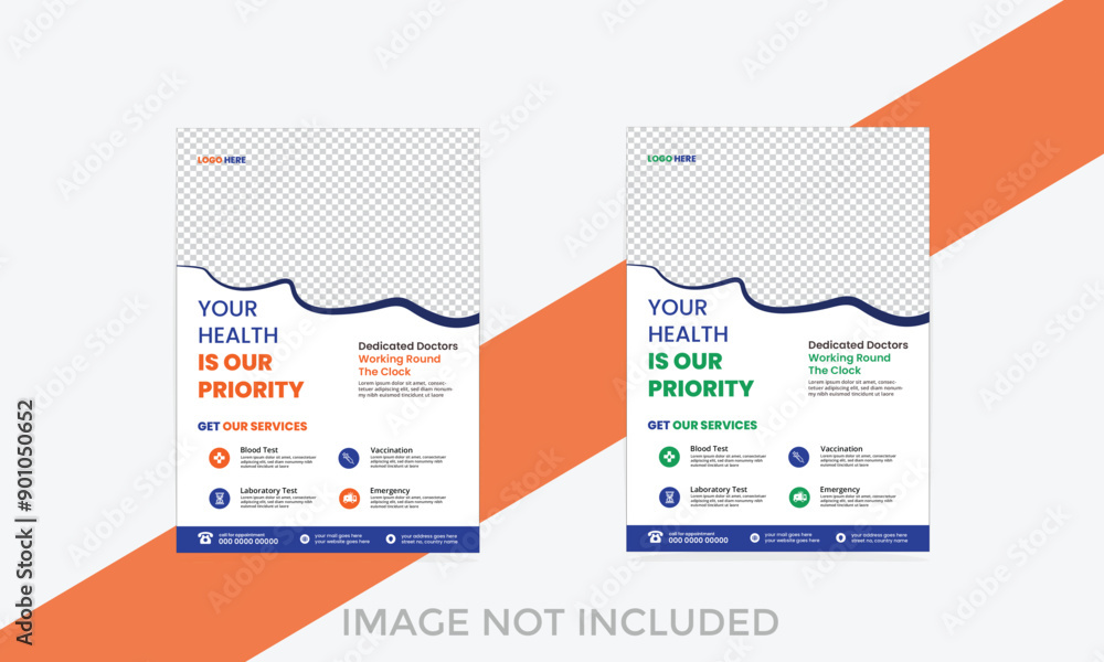 Obraz premium Corporate healthcare and medical flyer template design