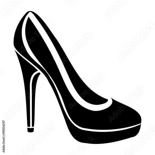 Silhouette high-heel elegance black vector illustration