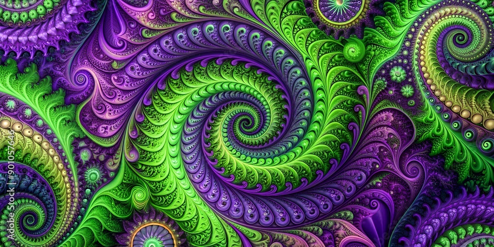 Vibrant purple and green swirling patterns dance across the canvas Generative By AI, color, abstract Vibrant purple and green swirling patterns dance across the canvas Generative By AI, color, abstract