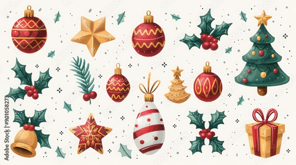 Christmas Icons Collection on White Background - Vector Illustration Christmas Icons Collection on White Background - Vector Illustration