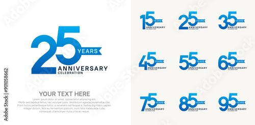 anniversary set, blue and black color with ribbon for celebration event