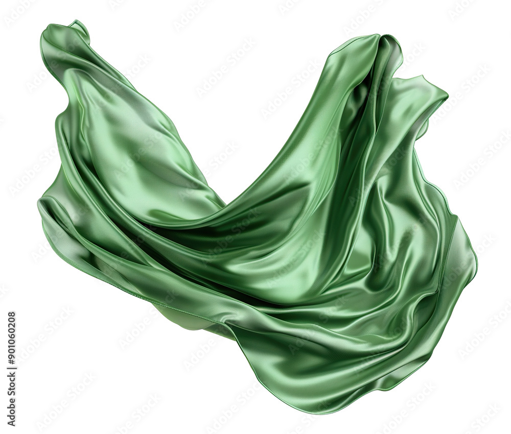 Floating elegant green fabric, cut out Floating elegant green fabric, cut out