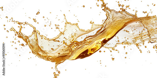 Oil or beer splash isolated on white background