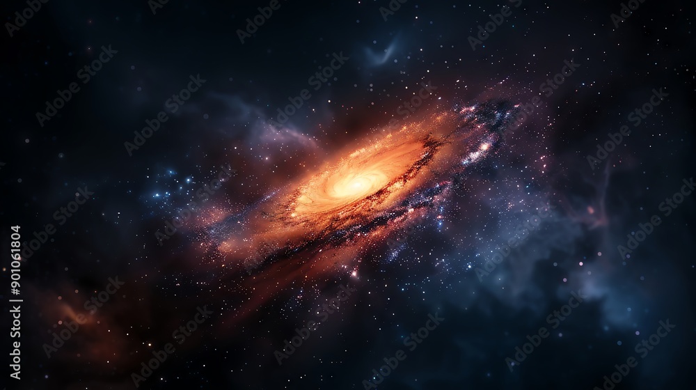Obraz premium Abstract representation of space with swirling galaxies and stars