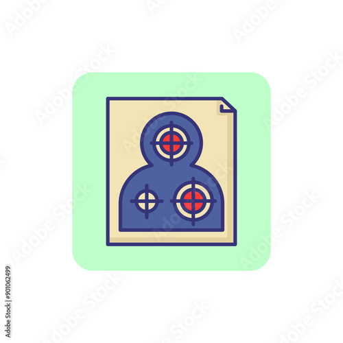 Human aim icon. Shooting club, target audience, shooting practice. Justice concept. Vector illustration can be used for topics like sport, crime, marketing