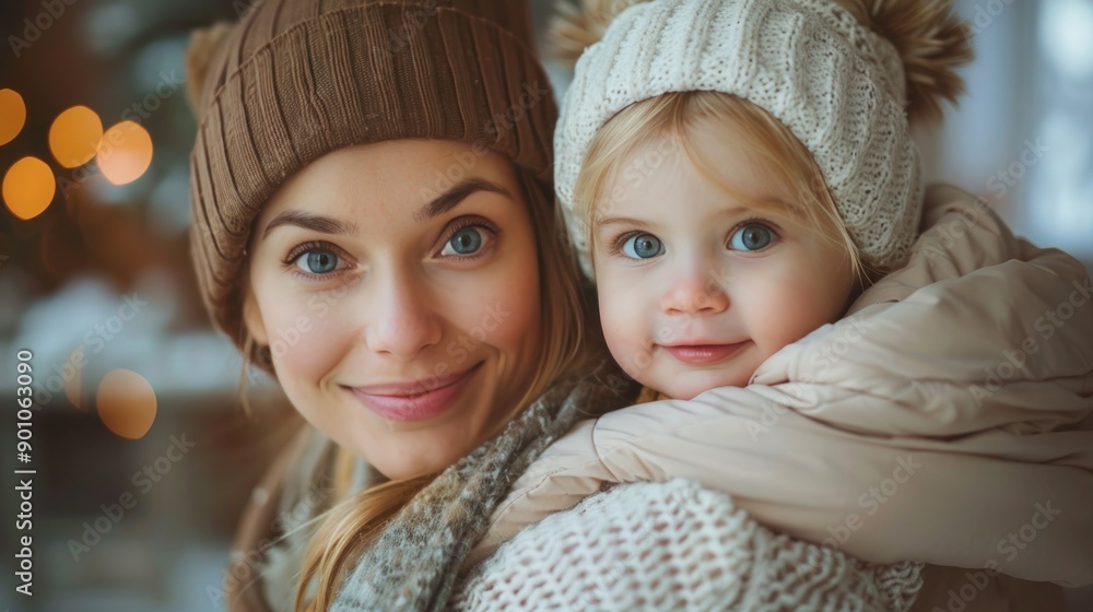 Cozy Winter Evening: A Mother and Child Embrace by the Fireplace Cozy Winter Evening: A Mother and Child Embrace by the Fireplace