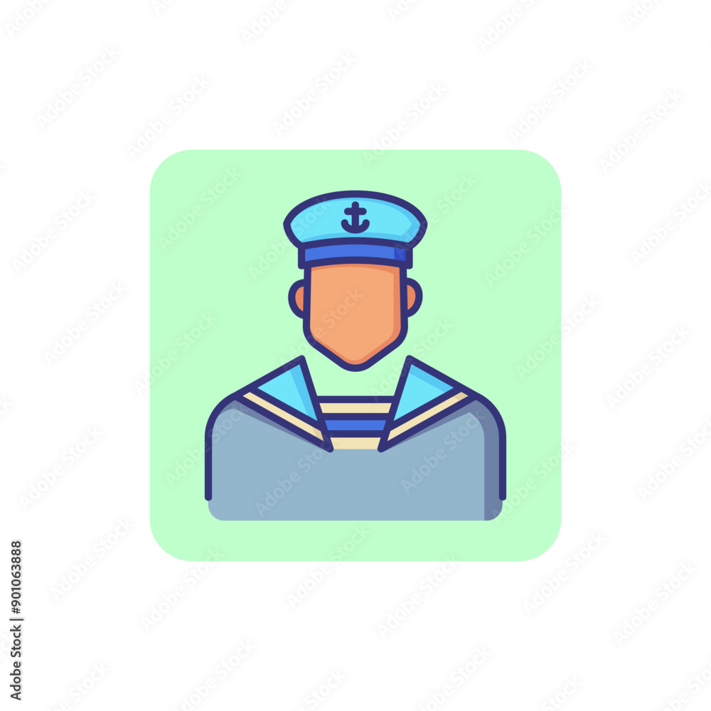 Sailor line icon. Navy man, seaman, mariner. Occupation concept. Can be used for topics like voyage, sailing, navigation Sailor line icon. Navy man, seaman, mariner. Occupation concept. Can be used for topics like voyage, sailing, navigation