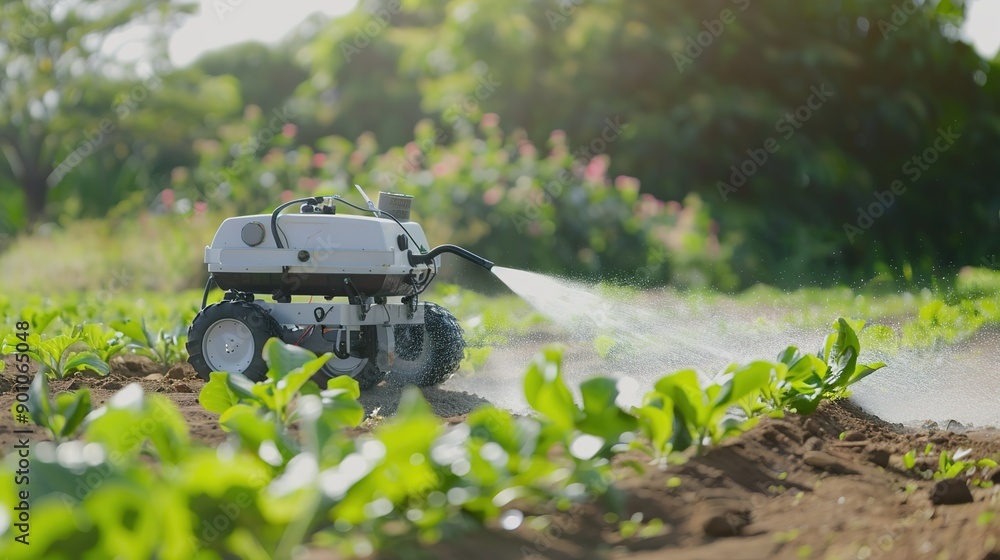 Robot Watering a Green Field: Futuristic Agriculture and Automation in Action Robot Watering a Green Field: Futuristic Agriculture and Automation in Action