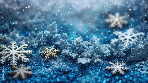 Wintry Magic: Snowflakes and Stars Border for Festive Design