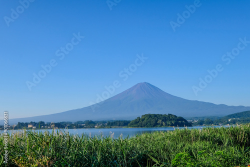 山梨県河口湖と富士山