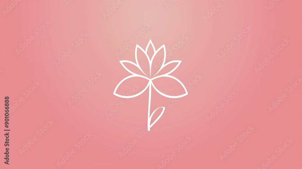 A simple line drawing of a flower on a pink background. A simple line drawing of a flower on a pink background.