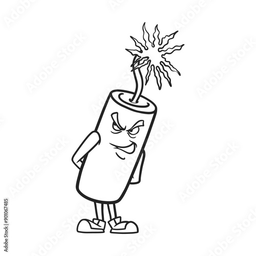 Illustration line art of explosive dynamite