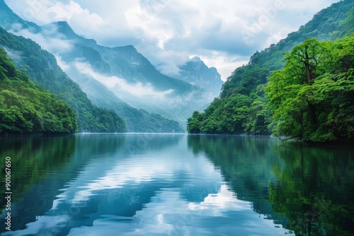 lake surrounded with forests