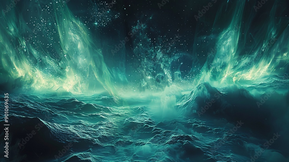natural landscapes background with aurora borealis, bridge natural landscapes background with aurora borealis, bridge