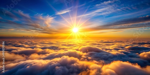 Celestial Dawn A Majestic Sunrise over an Ocean of Clouds AI Generative